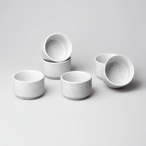 Stylish White Ceramic Chutney Bowl (Set of 6)