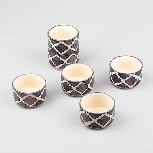 Elegant Grey Ceramic Mini Dip Bowl (Set of 6)