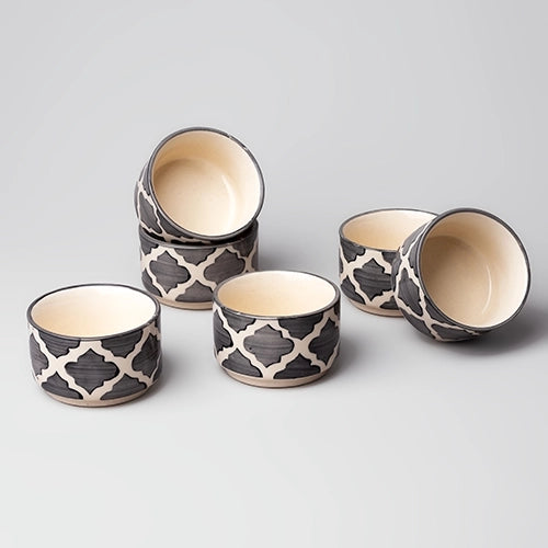 Elegant Grey Ceramic Mini Dip Bowl (Set of 6)