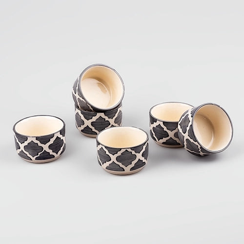 Elegant Grey Ceramic Mini Dip Bowl (Set of 6)