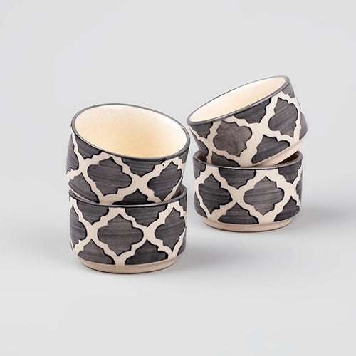 Elegant Grey Ceramic Mini Dip Bowl (Set of 4)