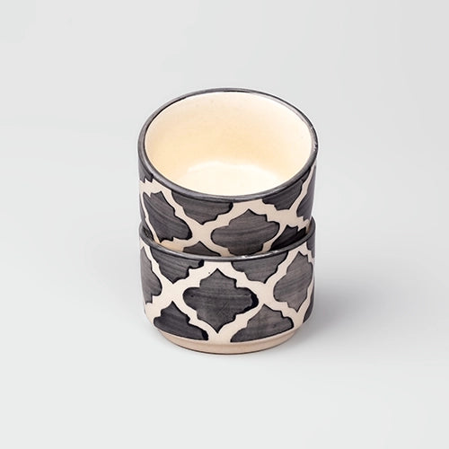Elegant Grey Ceramic Mini Dip Bowl (Set of 2)