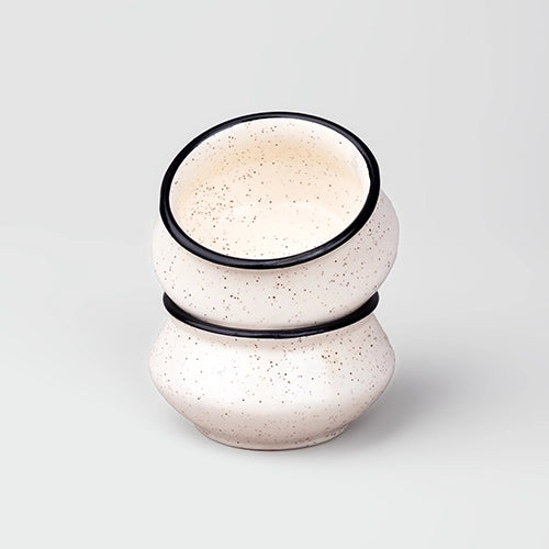 Luxe White and Black Trim Mini Dip Bowl (Set of 2)