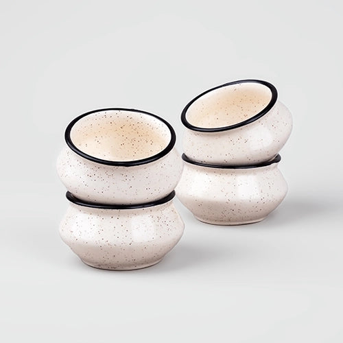 Luxe White and Black Trim Mini Dip Bowl (Set of 4)