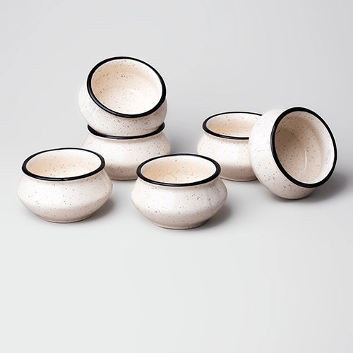 Luxe White and Black Trim Mini Dip Bowl (Set of 6)