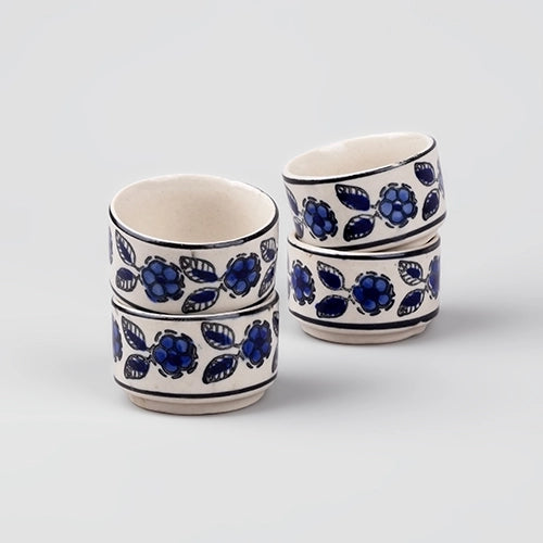 Handpainted Floral Ceramic Chutney Bowl (Set of 4)