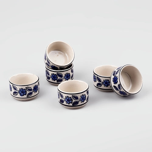 Handpainted Floral Ceramic Chutney Bowl (Set of 6)