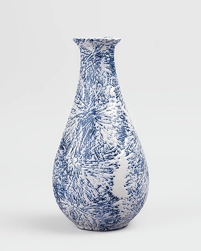 Midnight Blue Textured Bottle Vase