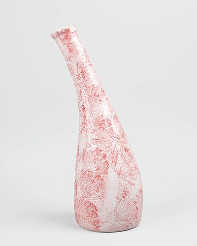 Red & White Textured Flower Vase