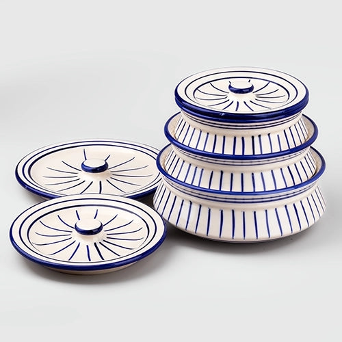 White and Blue Handpainted Handi Trio