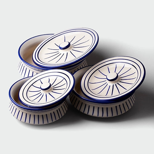 White and Blue Handpainted Handi Trio