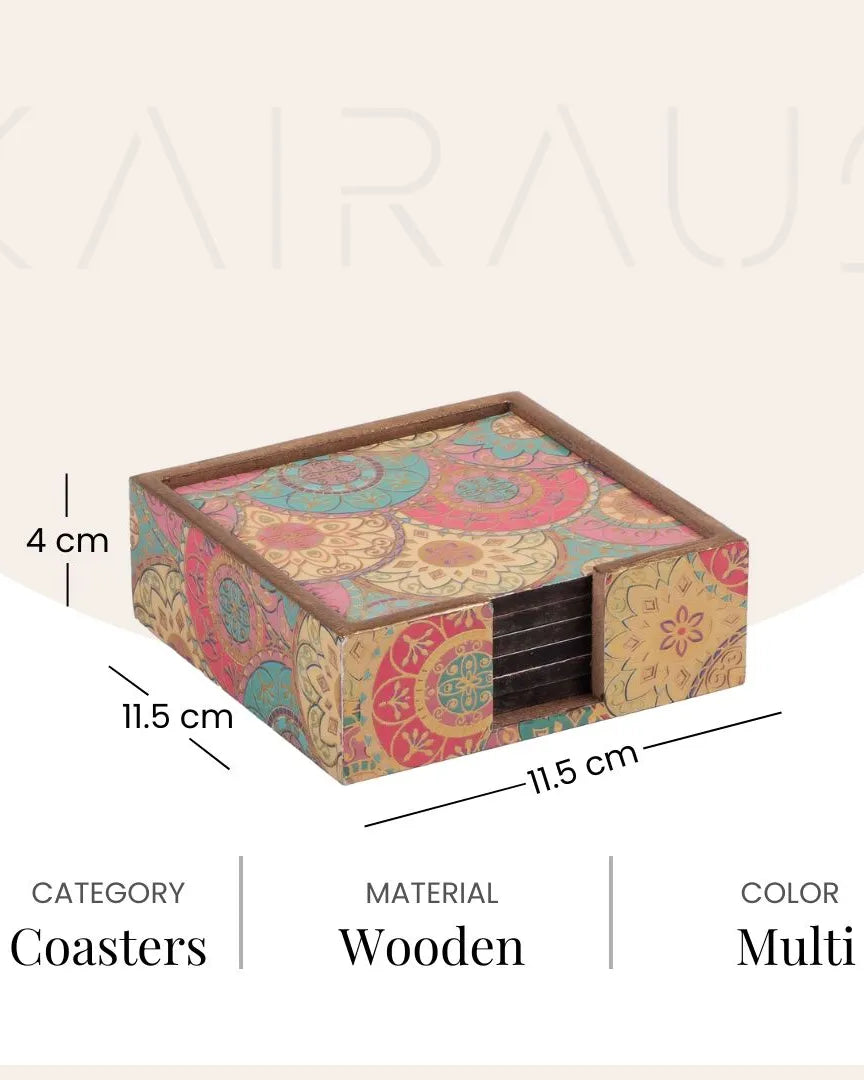 Mandala Art Printed Coasters (Set of 6)