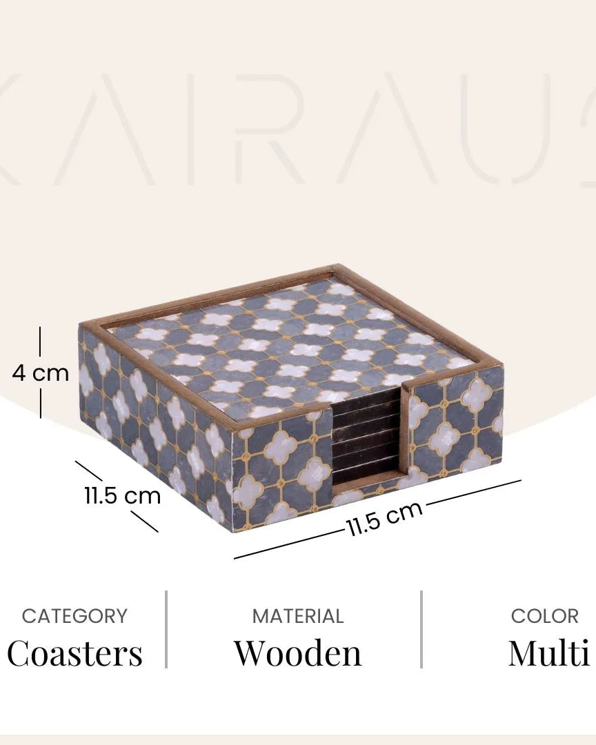 Luxury Artisan Printed Wooden Coasters (Set of 6)