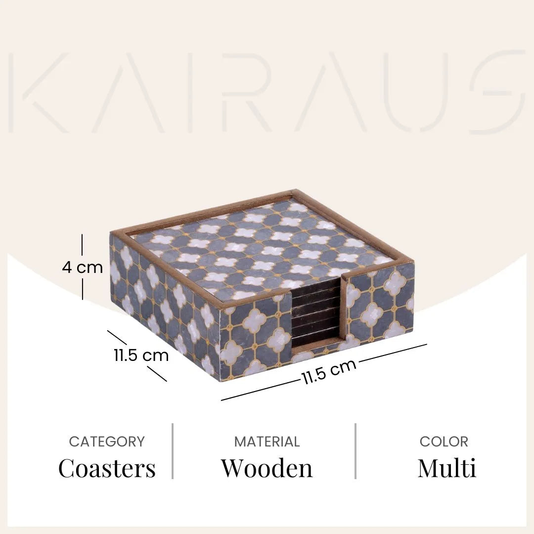 Luxury Artisan Printed Wooden Coasters (Set of 6)