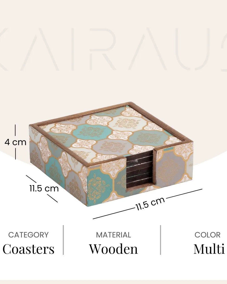 Artisan Printed Wooden Coasters (Set of 6)