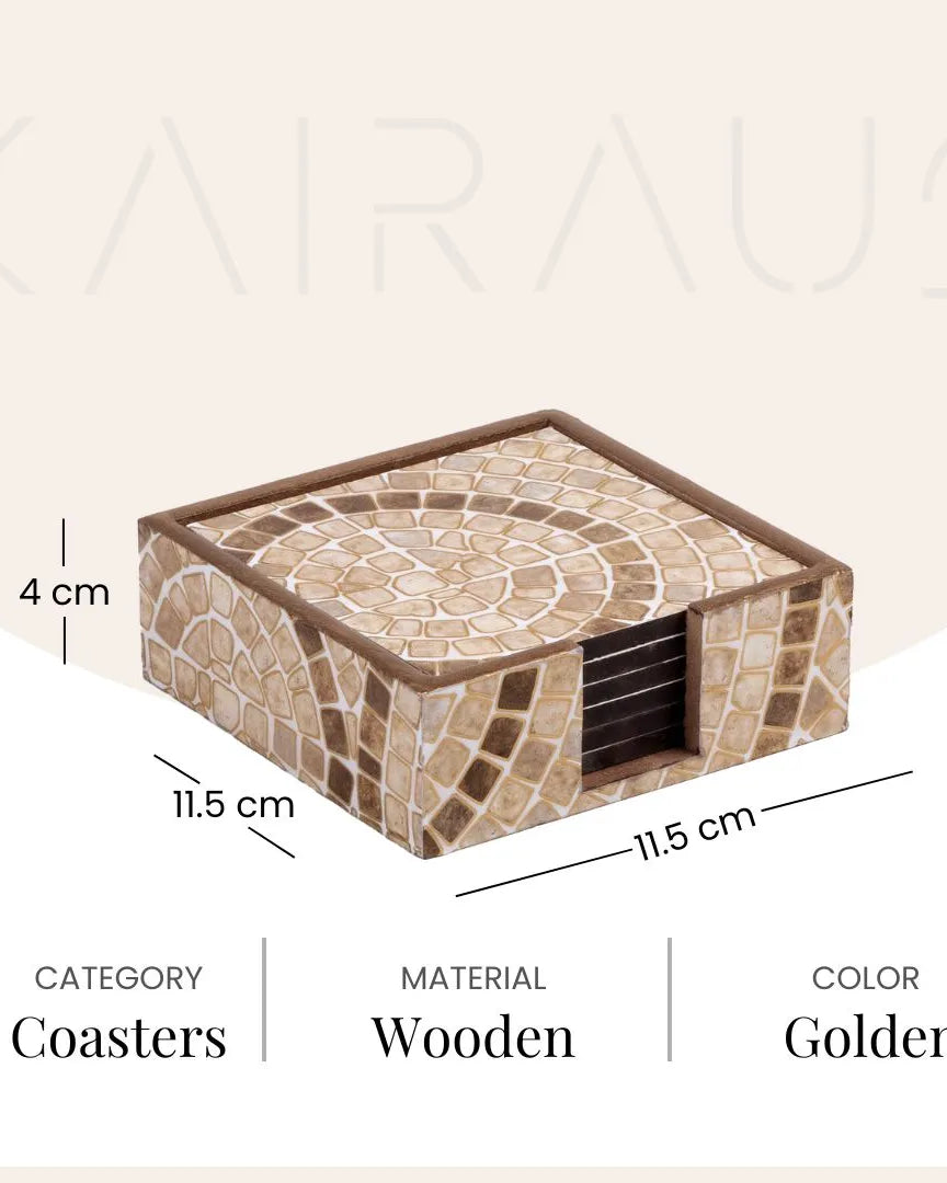 Premium Brick Pattern Wooden Coasters (Set of 6)