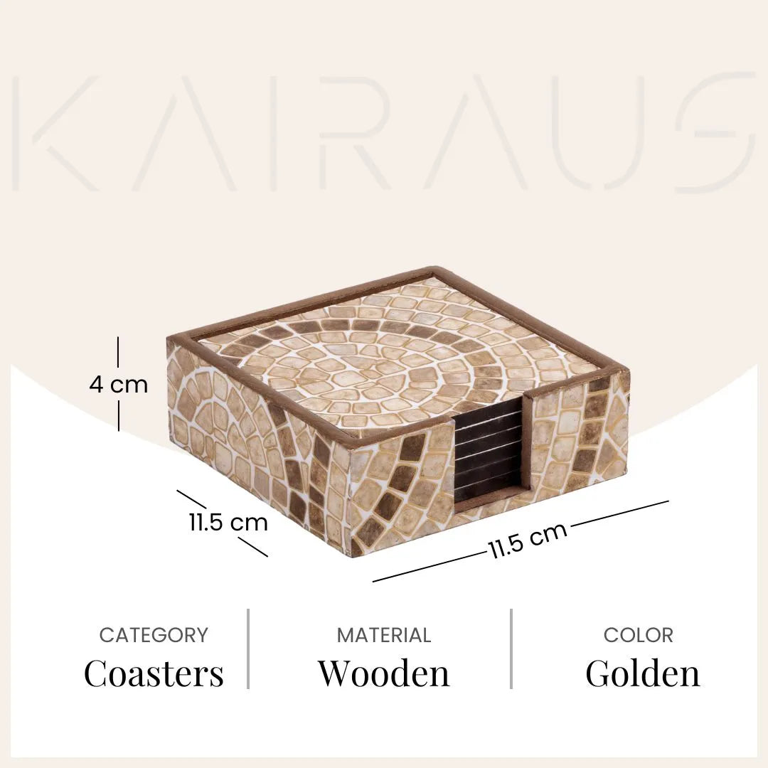 Premium Brick Pattern Wooden Coasters (Set of 6)