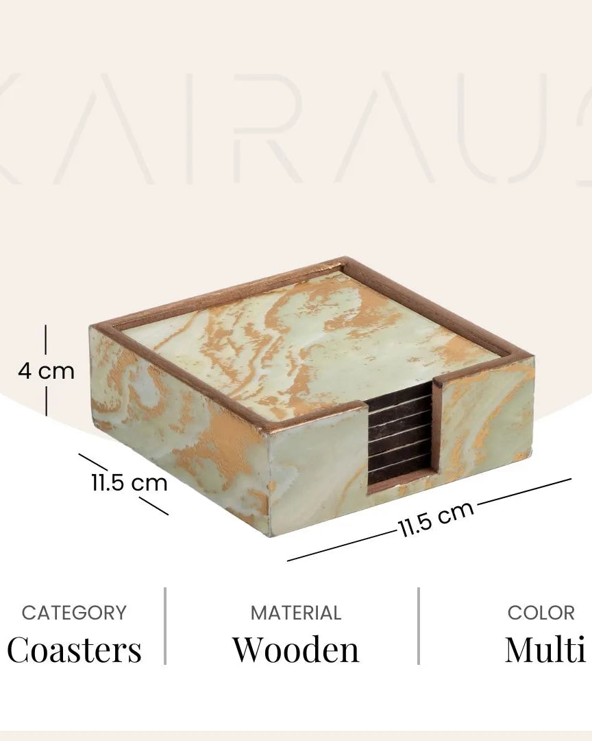 Chic Gold Foil Wooden Coasters (Set of 6)