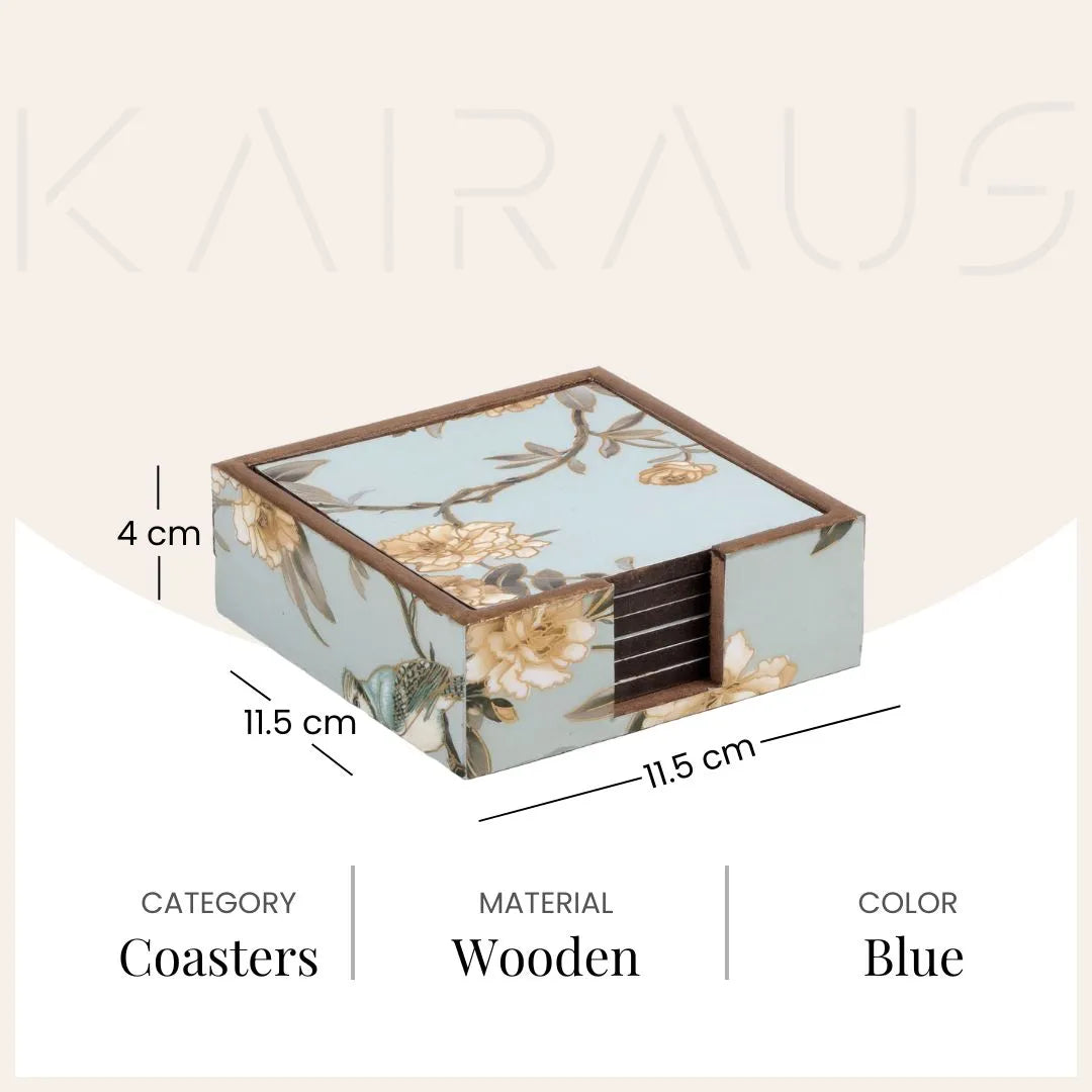 Premium Floral Elegance Glossy Coasters (Set of 6)