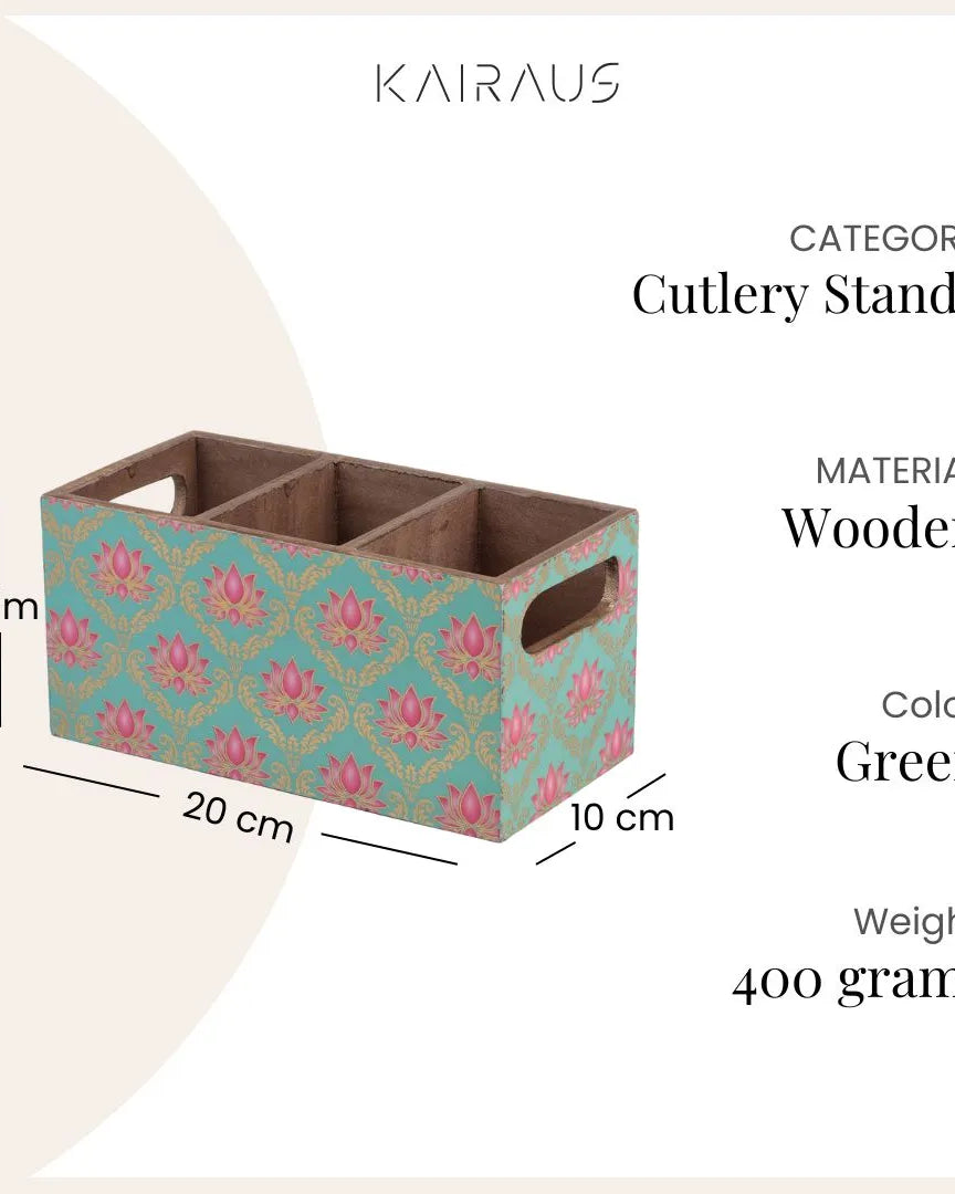 Lotus Printed Cutlery Organizer