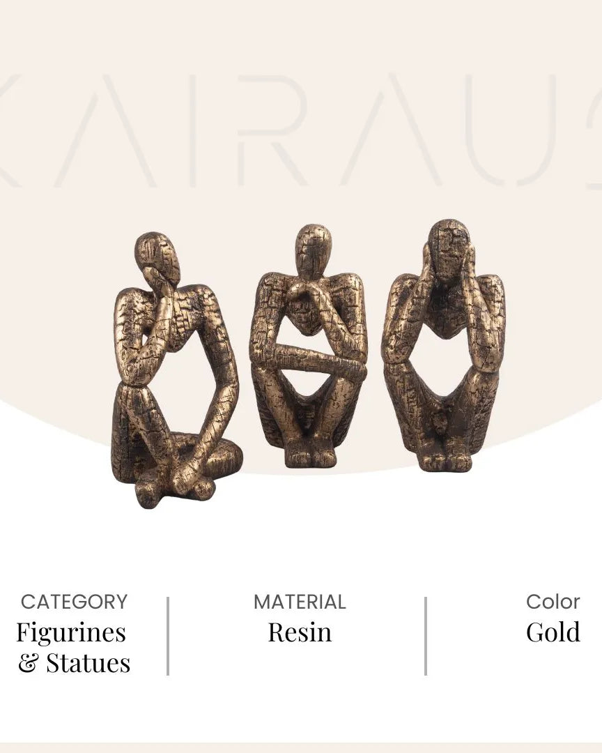 Gold Thinking Trios Sculpture Set
