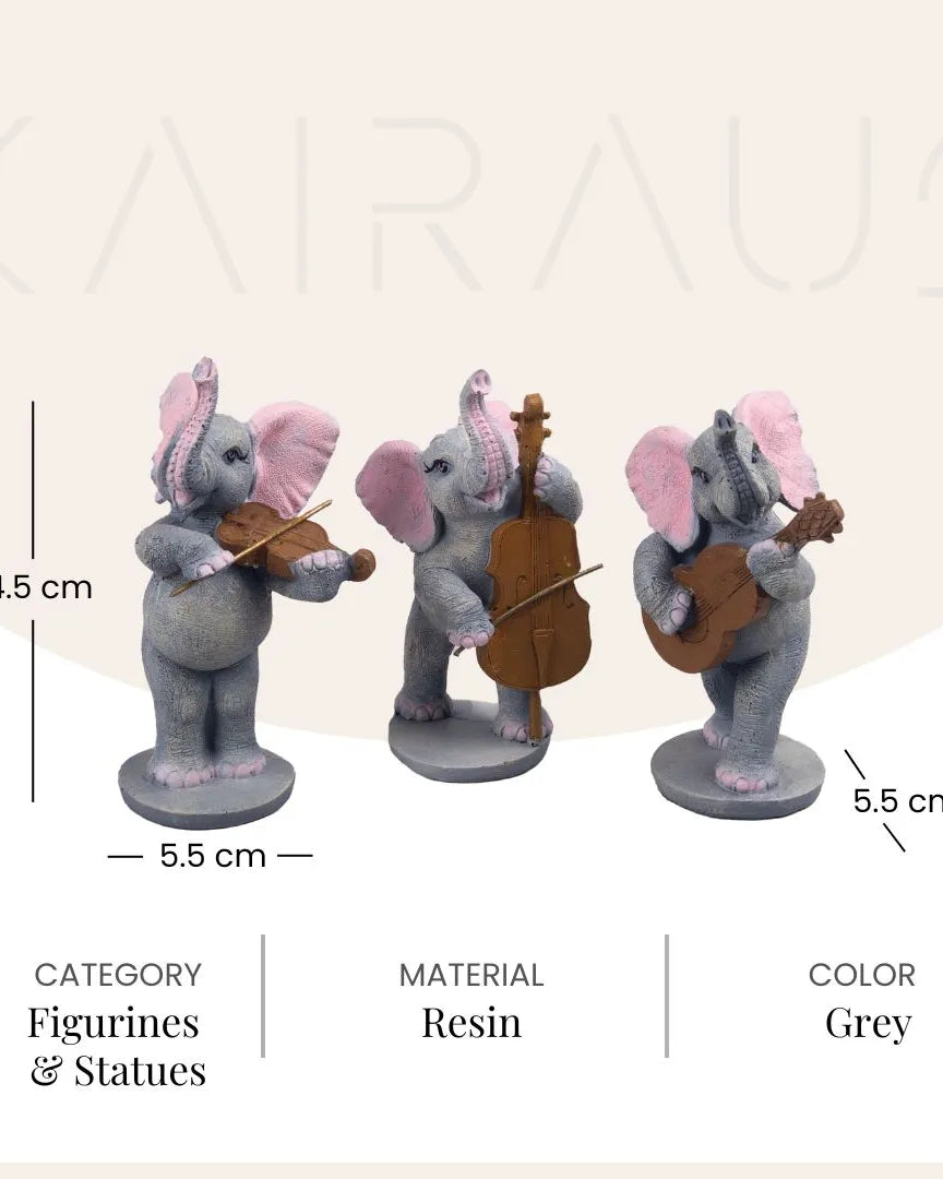 Musical Elephant Trio Statue