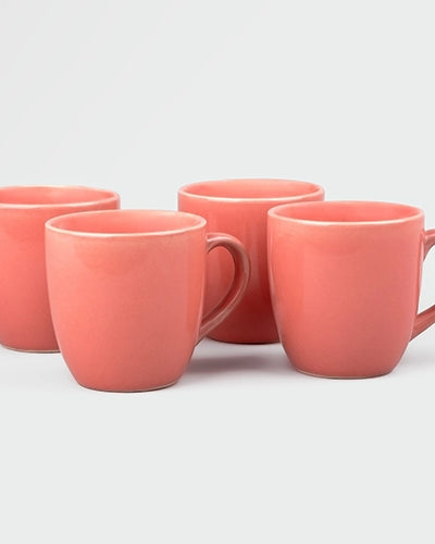 Peach Blossom Ceramic Tea Cups (Set of 4)