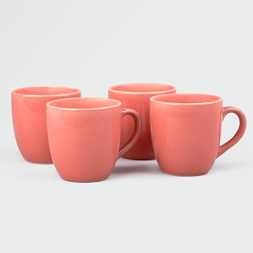 Peach Blossom Ceramic Tea Cups (Set of 4)