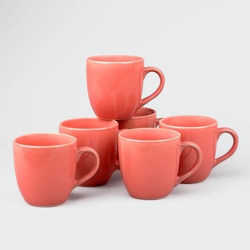 Peach Blossom Ceramic Tea Cups (Set of 6)