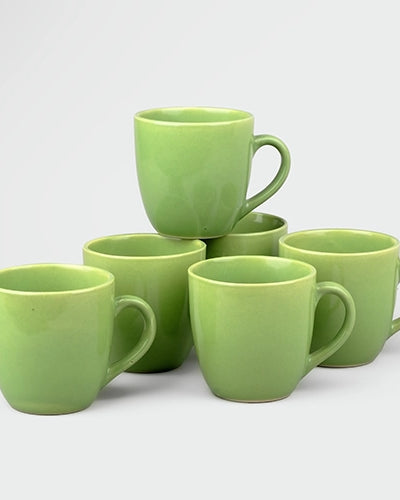 Pear Green Glossy Ceramic Cups (Set Of 6)