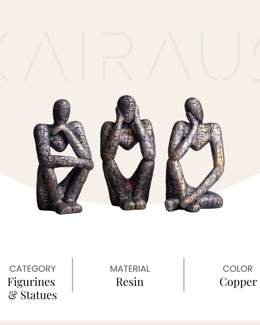 Copper Thinking Trios Sculpture Set