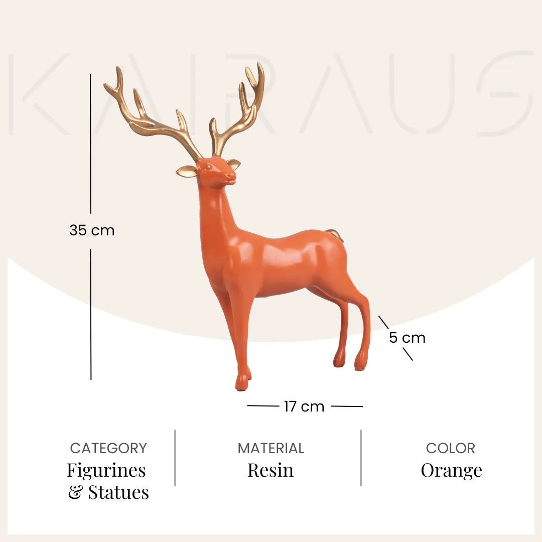 Serene Orange Deer Figurine