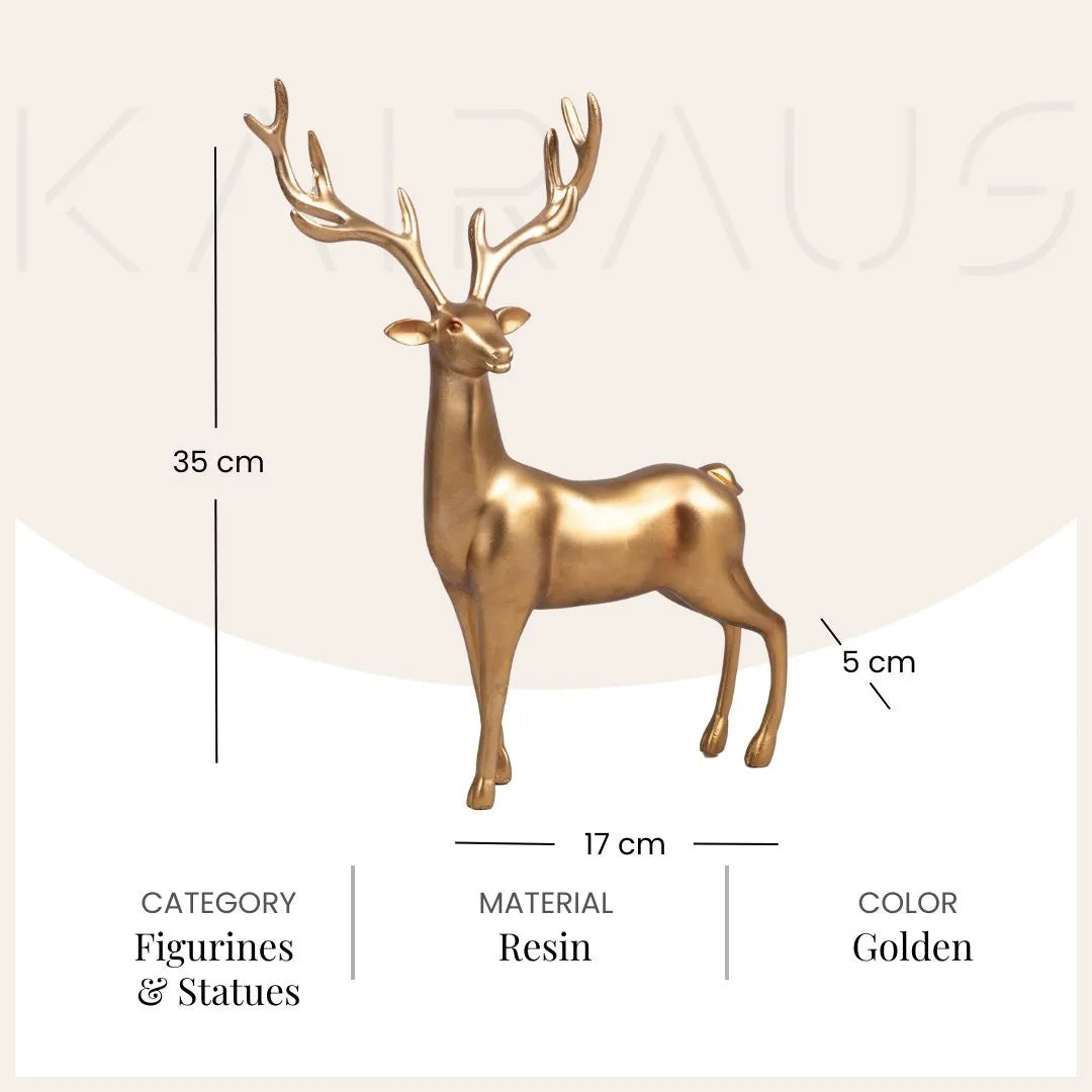 Golden Radiance Deer Statue