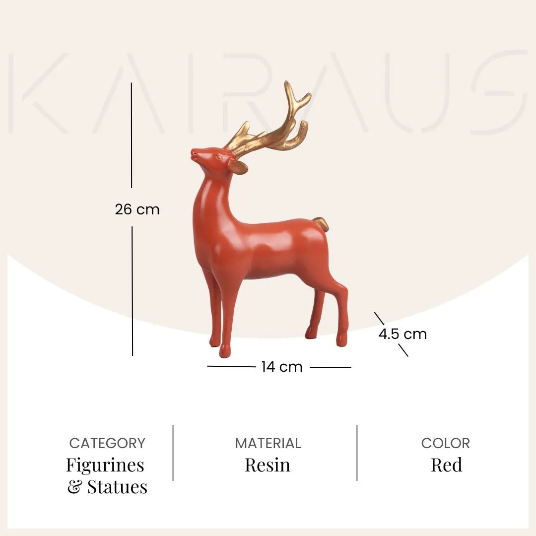 Majestic Orange Deer Statue