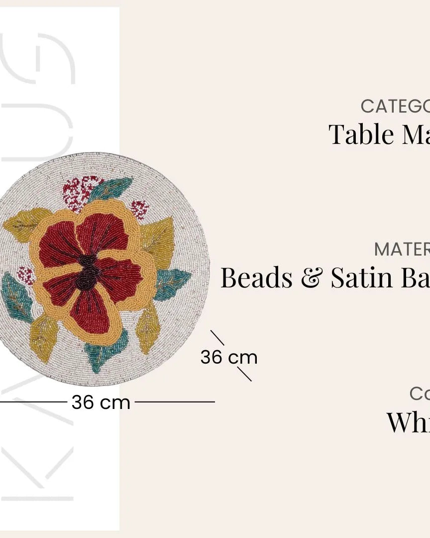 Whimsical Floral Beaded Table Mat