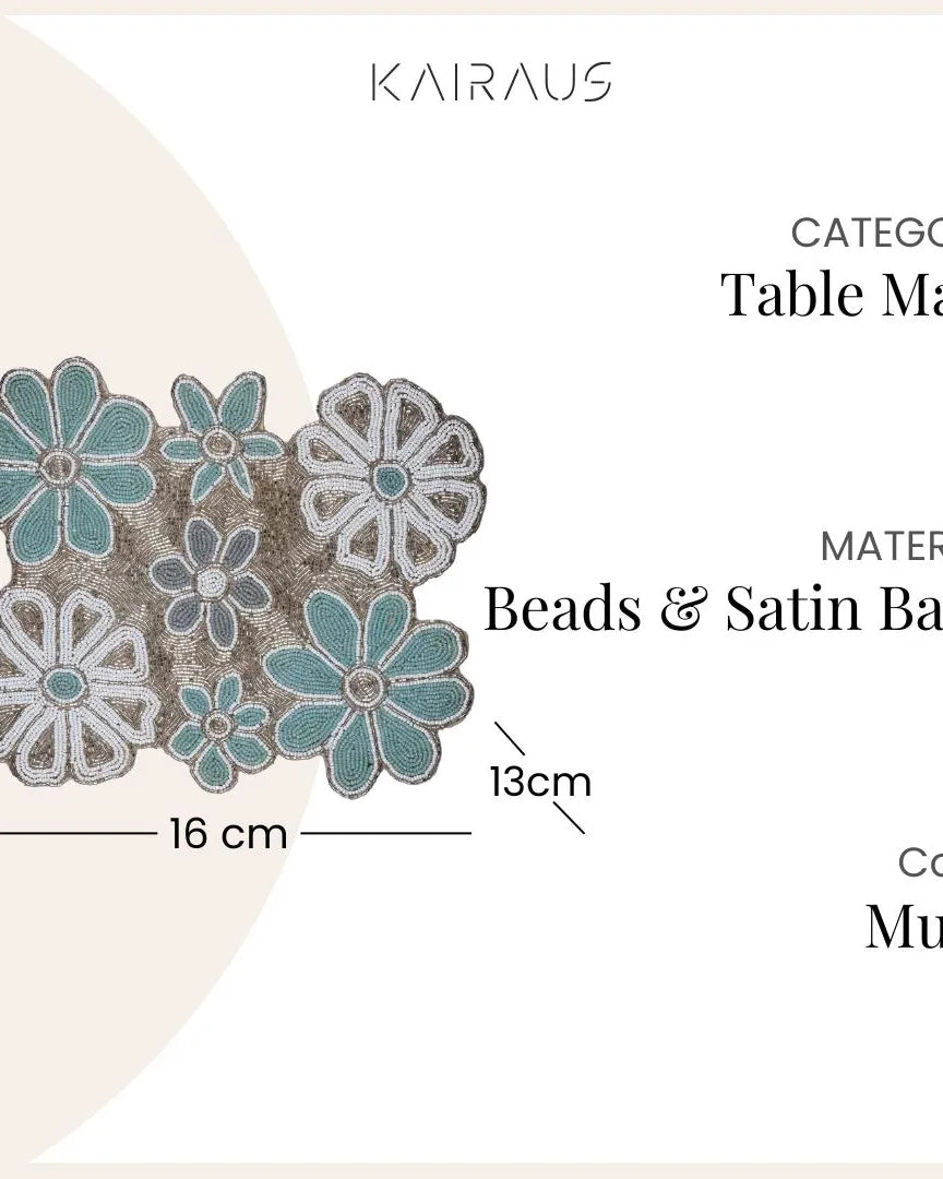 Handmade Beaded Floral Table Mat