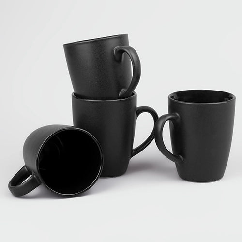 Matte Black Ceramic Coffee Mugs (Set of 4)
