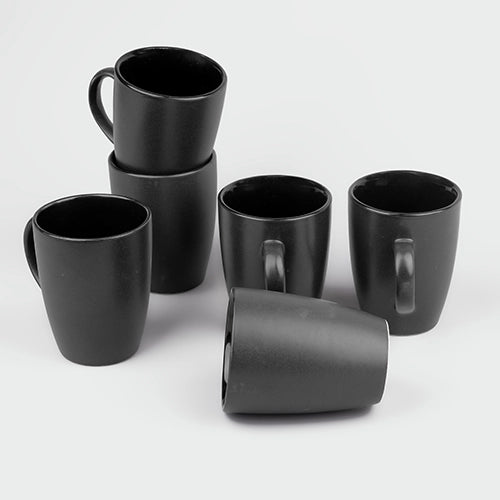Matte Black Ceramic Coffee Mugs (Set of 6)