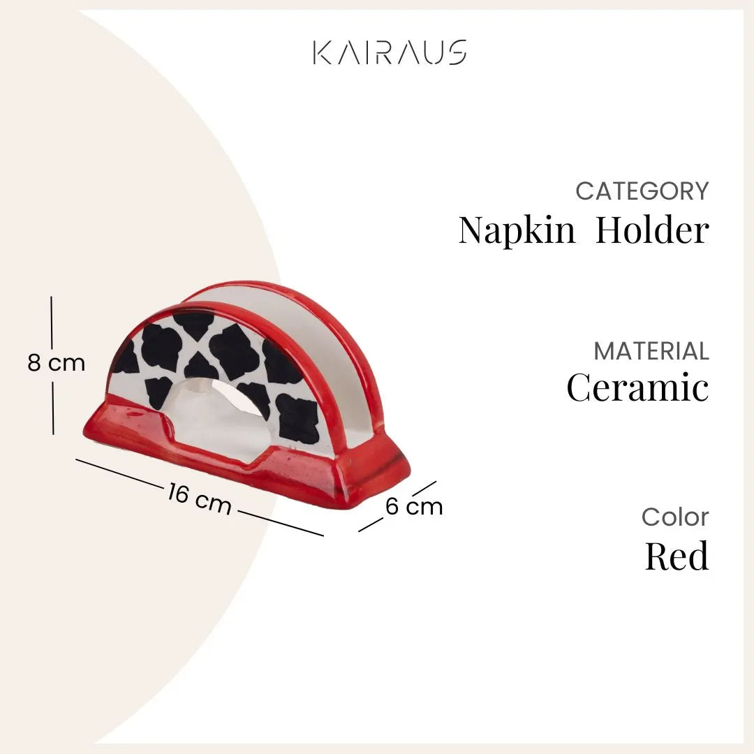 Luxury Black & Red Ceramic Tissue Holder