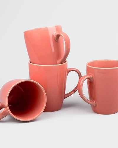 Peach Blush Ceramic Coffee Mugs (Set of 4)