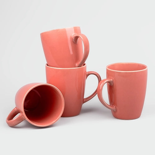 Peach Blush Ceramic Coffee Mugs (Set of 4)
