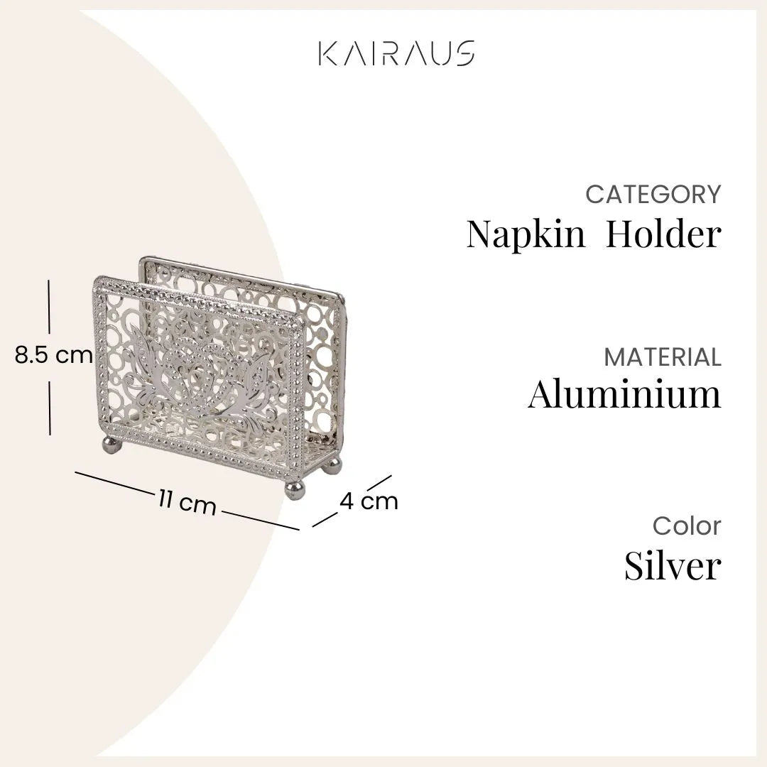 Elegant Metal Hollow Silver Tissue Holder