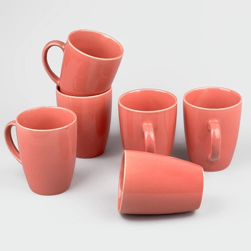 Peach Blush Ceramic Coffee Mugs (Set of 6)