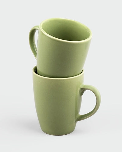 Serene Sage Ceramic Coffee Mugs (Set of 2)
