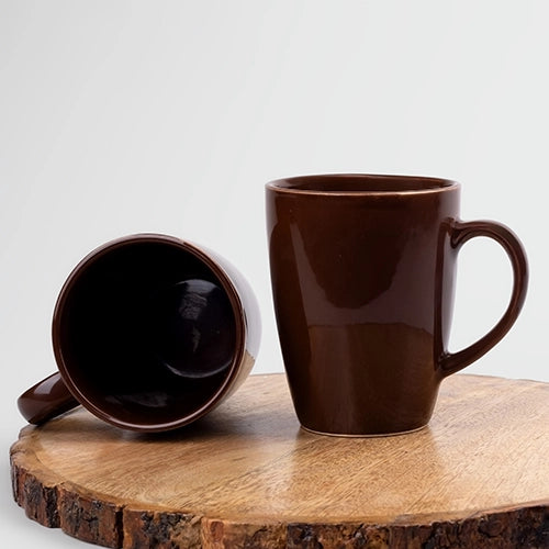 Mahogany Brown Ceramic Coffee Mugs (Set of 2)