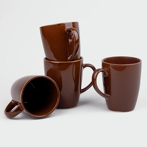 Mahogany Brown Ceramic Coffee Mugs (Set of 4)