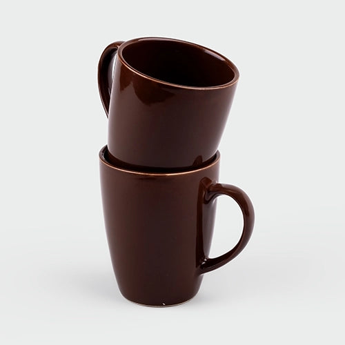 Mahogany Brown Ceramic Coffee Mugs (Set of 4)