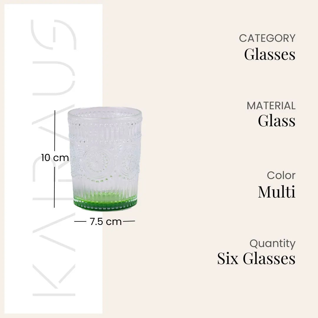 Multicolor Textured Drinking Glasses (Set of 6)