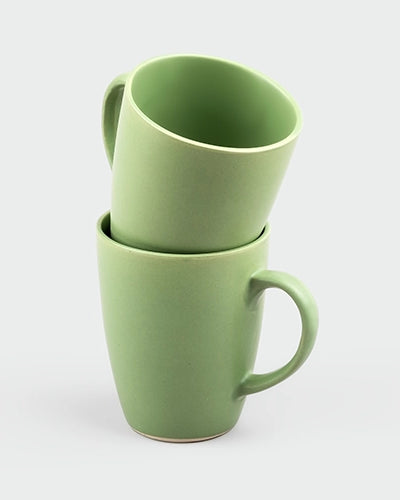Dusty Green Ceramic Coffee Mugs (Set of 2)