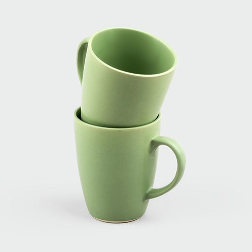 Dusty Green Ceramic Coffee Mugs (Set of 2)